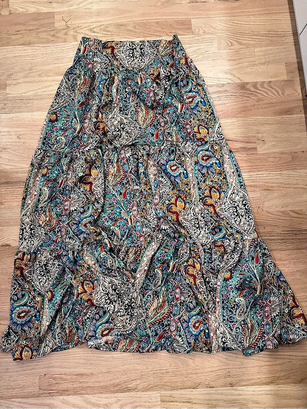 Natural Life Convertible Maxi Skirt Strapless Dress Paisley Boho Size Small